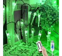 YUANYUYING Guirlande lumineuse stalactite d'extérieur, 5 m/50 LED, alimentation USB, connexion USB et télécommande sans fil, rideau lumineux féérique en acrylique cristal (vert)