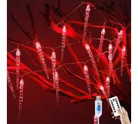 YUANYUYING Guirlande lumineuse stalactite d'extérieur, alimentation USB, télécommande, connexion USB, 3 m/20 LED, rideau lumineux féérique en acrylique cristal (rouge)