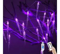 YUANYUYING Guirlande lumineuse stalactite d'extérieur, alimentation USB, télécommande, connexion USB, 3 m/20 LED, rideau lumineux féérique en acrylique cristal (violet)