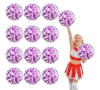 YUANYUYING Lot de 12 Pompons de Cheerleading, avec système de Fixation à Quatre Doigts, pour la Danse, Les compétitions et Les activités Sportives d'esprit d'équipe. (Rose Red+White)