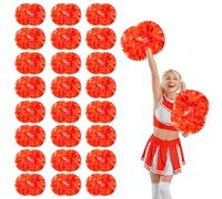 YUANYUYING Lot de 24 Pompons de Cheerleading avec poignée, Parfaits pour la Danse, Les compétitions et Les événements Sportifs. (Mixed Red)