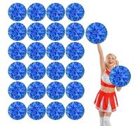 YUANYUYING Lot de 24 Pompons de Cheerleading, avec système de Fixation à Quatre Doigts, pour la Danse, Les compétitions et Les activités Sportives d'esprit d'équipe. (Blue+Blue)