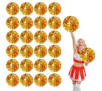 YUANYUYING Lot de 24 Pompons de Cheerleading avec Trous pour Les Doigts, Parfaits pour Encourager Les équipes Sportives, la Danse et Les Supporters. (Gold)