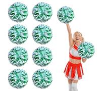 YUANYUYING Lot de 8 Pompons de Cheerleading, avec système de Fixation à Quatre Doigts, pour la Danse, Les compétitions et Les activités Sportives d'esprit d'équipe. (Green + White)