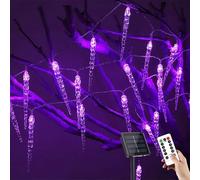 YUANYUYING Lumières de glace solaire avec télécommande, imperméable 5M 20LED scintillant lumières de chaîne, télécommande solaire alimentée de fée pour extérieur intérieur (violet)