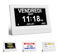 Yuanzeco 7" Pouce HD Horloge Numérique Calendrier avec Date Jour Et Heure Horloge Non-Abrégée Auto Dimming 8 Langues pour Les Adultes et Les Enfants et la maladie d'Alzheimer