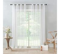 YUANZHI Rideau Voilage 240 x 240 cm Transparent Lumineux Filtrer, avec Oeillets Rideau Transparent Court Décorations D'Intérieur, Moderne pour Placard, Balcon Baie Vitrée Bureau, Blanc