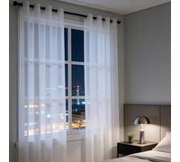 YUANZHI Rideaux Voilages 240 x 240 cm Transparent Lumineux Filtrer, avec Oeillets Draperies Demi Transparent Léger, Décoration de Maison pour Placard, Balcon Baie Vitrée Bureau, Blanc
