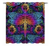 YUANZU Rideaux avec Motif Mandala Arabe Indien Japonais et Libellules - Imprimé Paisley Opaques Isolants Thermiques avec Œillets pour Chambre et Salon - 2 Panneaux L60 x H120cm