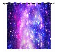 YUANZU Rideaux de l'espace, univers, galaxie, étoiles, nébuleuse, ciel étoilé, planète, imprimé 3D, rideaux occultants à œillets pour chambre d'enfant, salle de jeux, lot de 2 panneaux 116.8x182.9 cm