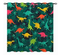 YUANZU Rideaux Dinosaures Enfants - Motif Jungle Animaux Sauvages avec Œillets Opaques Isolants Thermiques pour Chambre de Garçons - 2 Panneaux L75 x H166cm