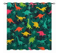 YUANZU Rideaux Dinosaures Enfants - Motif Jungle Animaux Sauvages avec Œillets Opaques Isolants Thermiques pour Chambre de Garçons - 2 Panneaux L140 x H245cm