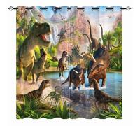 YUANZU Rideaux Dinosaures - Motif Jungle Animaux Sauvages avec Œillets, Isolation Thermique & Obscurcissement pour Chambre d’Enfants (Garçons) - 2 Panneaux L60 x H90cm