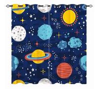 YUANZU Rideaux Espace Enfants - Motif Système Solaire Étoiles Météorites avec Œillets Opaques Isolants Thermiques pour Chambre de Garçons - 2 Panneaux L60 x H120cm