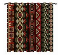 YUANZU Rideaux Ethniques - Motif géométrique amérindien Navajo Motif Mexicain imprimé Art aztèque Rideaux Thermiques à œillets pour Chambre à Coucher 2 Panneaux 117 cm de Large x 137 cm de Profondeur