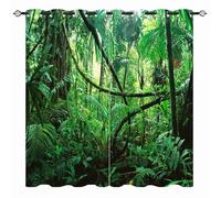 YUANZU Rideaux Jungle Tropicale Opaques Thermiques Motifs 3D - Occultants & Isolation Thermique pour Chambre/Salon avec Œillets - 2 Panneaux L140 x H200cm