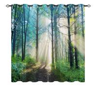 YUANZU Rideaux Opaques Microfibre 3D Forêt Naturelle - Occultants & Isolation Thermique pour Salon/Chambre - Décoration Intérieure avec Œillets - 2 Panneaux L117 x H183 cm
