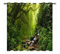 YUANZU Rideaux Opaques Thermiques Motifs 3D Jungle Tropicale - Occultants & Isolation Thermique pour Chambre/Salon avec Œillets - 2 Panneaux L117 x H183 cm