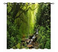 YUANZU Rideaux Opaques Thermiques Motifs 3D Jungle Tropicale - Occultants & Isolation Thermique pour Chambre/Salon avec Œillets - 2 Panneaux L140 x H200cm