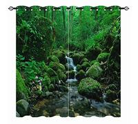 YUANZU Rideaux Opaques Thermiques Motifs Cascade et Forêt Tropicale - Occultants & Isolation Thermique pour Chambre/Salon avec Œillets - 2 Panneaux L117 x H137 cm
