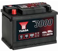 YUASA Batterie 62, Ah 550, A/EN YBX3078 L 243mm B 175mm H 190mm Compatible avec VW Taro Pick-up, OPEL Antara L07, FIAT 127 3/5 portes 127 124 Sport Spider 124 130 Coupé 131 Berline 131