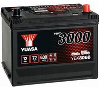 YUASA Batterie 72, Ah 630, A/EN YBX3068 L 269mm B 174mm H 225mm Compatible avec AUDI F103 Variant 613, 615, BMW Glas 602, RENAULT Koleos I HY, HYUNDAI i30 FD, TOYOTA SIENNA ASL3, GSL3, NISSAN, KIA
