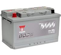Yuasa YBX5116 Batterie de voiture haute performance 12 V 90 Ah 800 CCA Argenté