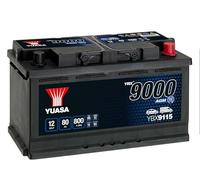 Yuasa YBX9115 Batterie voiture 12 V 80 Ah 800 CCA AGM Start Stop Plus | Optimisée Start-Stop, 360,000 Engine Starts, 317 x 175 x 190 mm, Compatible BMW, Audi, Ford & More