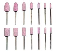 Yuauy Pointes de meulage montées sur pierre abrasive - Outil rotatif en forme de balle et de cylindre - Rose - Tige de 3 mm - Taille de la tête : 3, 4, 5, 6, 8, 10, 12 mm