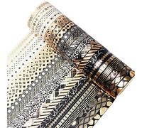 YUBBAEX 20 Rouleaux Washi Tape, Or noir Masking Tape Ruban Adhésif Papier Décoratif pour Scrapbooking Artisanat de Bricolage 7mm de large (Feuille d'or Lot de 20)