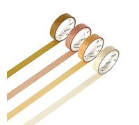 YUBBAEX Lot de 4 Couleur naturelle Washi Tape Jaune, Sticky ruban papier pour DIY décoratifs, artisanat, cadeaux, scrapbooking, Type 3