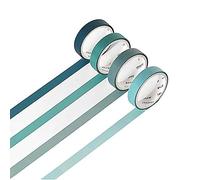 YUBBAEX Lot de 4 Couleur naturelle Washi Tape Vert, Sticky ruban papier pour DIY décoratifs, artisanat, cadeaux, scrapbooking, Type 1