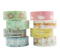 YUBBAEX Lot de rubans adhésifs Washi décoratifs pour bricolage, bullet journal, artisanat, emballage cadeau, scrapbooking (petit zoo)