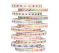 YUBBAEX Maigre Washi Tape Set 12 Rouleaux Masking Tape Ruban adhesif decoratif pour Scrapbooking Artisanat de Bricolage (dégradé fin 12)