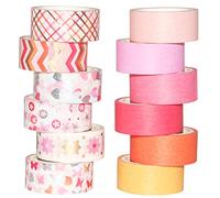 Yubbaex Masking tape, 12 rouleaux Washi Tape Or rose ruban adhesif decoratif pour Scrapbooking Artisanat de bricolage 15mm de large (Rose Mix)