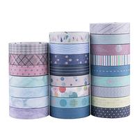 Yubbaex Ruban adhésif Washi Tape décoratif pour scrapbooking, bricolage, artisanat décoratif, emballage cadeau, scrapbooking (motifs basiques)
