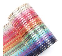 YUBBAEX Ruban washi fin en feuille d'or - 3 mm de large - Pour loisirs créatifs, journaux, emballage cadeau, scrapbooking (feuille d'or mince 24)