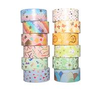 YUBBAEX Washi Tape, 12 Rouleaux Masking Tape Ruban adhesif decoratif pour Scrapbooking Artisanat de Bricolage
