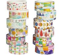 YUBBAEX Washi Tape, 12 Rouleaux Masking Tape Ruban adhesif decoratif pour Scrapbooking Artisanat de Bricolage (motifs basiques)