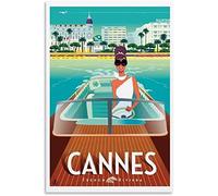 YUBBI Art Peinture sur Toile Cannes French Riviera Poster Canvas Wall Art Room Pictures for Bedroom Gifts Decor Senza Cornice