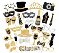 YUBBYSTU 30 Pièces Accessoire Photo,Photobooth Anniversaire,Kit Decoration Accessoire Anniversaire,DIY Fête Photo Booth Props Accessoires pour Photos de Mariage Fête