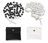YUBBYSTU Lot de 2 chapelets catholiques avec croix et image de Marie, Rosary avec 2 sacs à boutons, chapelet chrétien pour prières et cadeaux, baptême, communion, fête