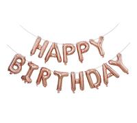 YuBeiKoo Rose Gold Happy Birthday Banner Balloon 16 Inch Foil Letters Balloons, Birthday Decorations and Party Supplies, Suitable for Kids Girls Boys & Adults, Party Backdrop