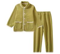Yubenhong Girls Boys Pajamas Set Long Sleeve Skin Friendly Sleepwear Softly (en Anglais) Costume Garçons (Green, 13-14 Years)
