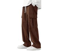 Yubenhong Pantalon décontracté Polyvalent en Velours côtelé pour Hommes, vêtements de Travail Amples, Jambes Larges, Droits Joggeurs Thermiques (M)