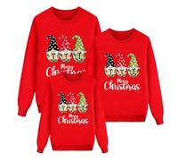 Yubenhong Pull de Noel pour la Famille Femme Homme Enfants Famille Longue Manches Tops Pulls De NoëL Ensemble Familial Pull Noel Familles Rouge Hiver (Rouge,Madame)
