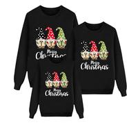 Yubenhong Pull de Noel pour la Famille Femme Homme Enfants Famille Longue Manches Tops Pulls De NoëL Ensemble Familial Pull Noel Familles Rouge Hiver (Le Noir,Madame)