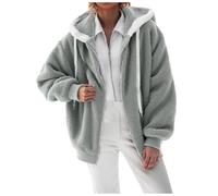 Yubenhong Sweat Shirt décontracté Grande Taille pour Femme, Couleur Unie, en Peluche, Fermeture éclair, Sweat Capuche, Chemisier Ample, Manteau Chaud Manteau Bouillie Vert (Coffee, XL)