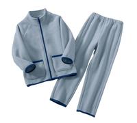 Yubenhong Toddler Unisex Kids Fleece Jacket Lightweight Sleepwear Outrewear Boys Girls Long Sleeve Fall Zip Up Survêtement Fille Ensemble Velours (Blue, 3-4 Years)
