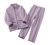 Yubenhong Toddler Unisex Kids Fleece Jacket Lightweight Sleepwear Outrewear Boys Girls Long Sleeve Fall Zip Up Survêtement Fille Ensemble Velours (Purple, 15-16 Years)